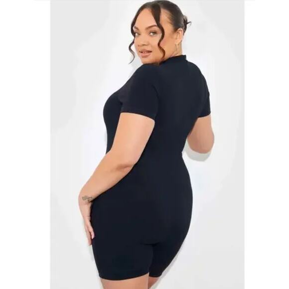 New! Eloquii ribbed mock neck Sculpt Control Short sweater Unitard romper, 18/20 - Picture 15 of 16